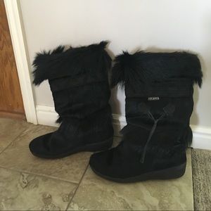 Tecnica Black Scandia Goat Fur Apres Ski Boots